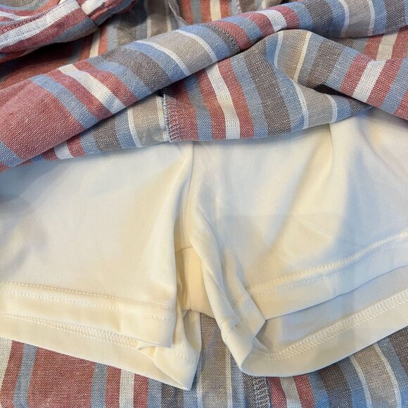 Royalty For Me Linen Blend Skort Stripe Elastic Waist Medium Womens Comfort - Picture 8 of 8